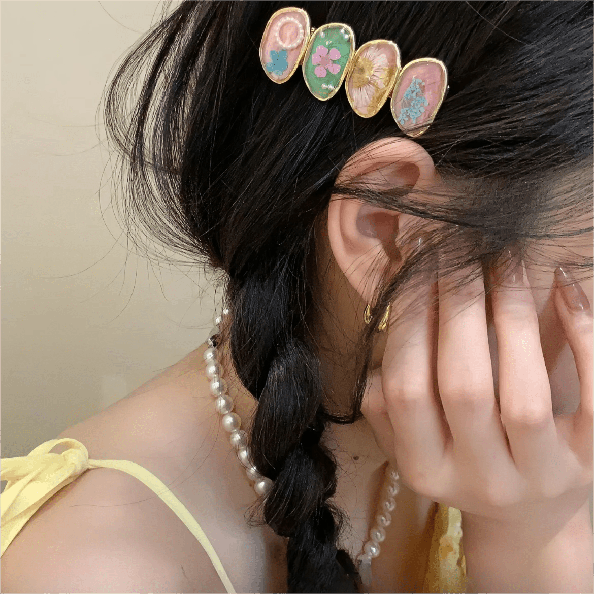 Handmade Baroque Sweet Floral Amber Hair Clip - ArtGalleryZen