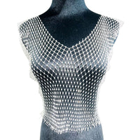 Thumbnail for Handmade Bling Rhinestone Fishnet See Through Mesh Halter Top - ArtGalleryZen