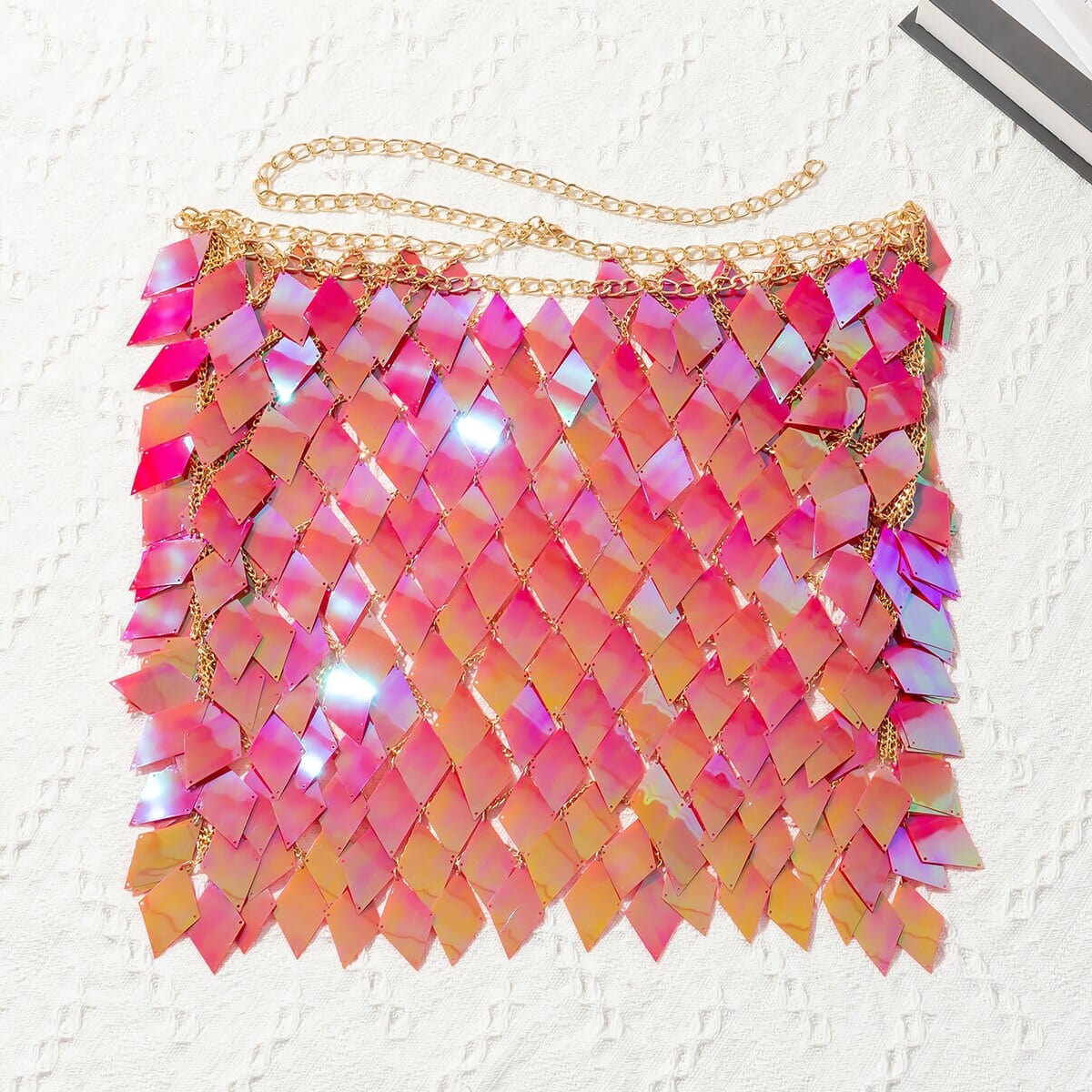 Handmade Colorful Rhombic Sequins Patchwork Strappy Nightclub Party Skirt - ArtGalleryZen