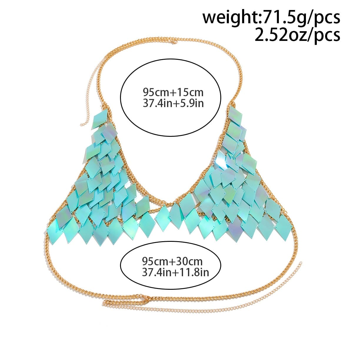 Handmade Colorful Rhombic Squamous Backless Sequin Bra - ArtGalleryZen