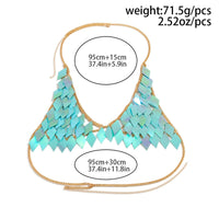 Thumbnail for Handmade Colorful Rhombic Squamous Backless Sequin Bra - ArtGalleryZen