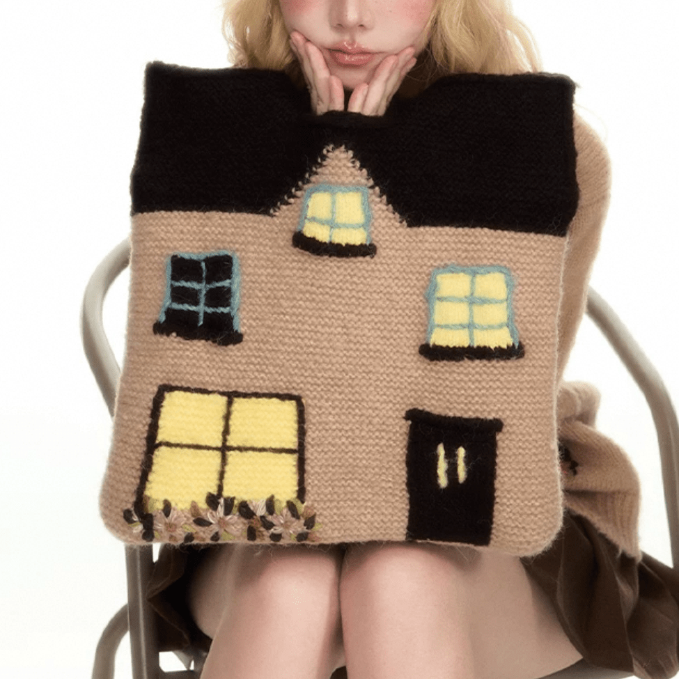 Handmade Cottage Knitted Tote Bag - ArtGalleryZen