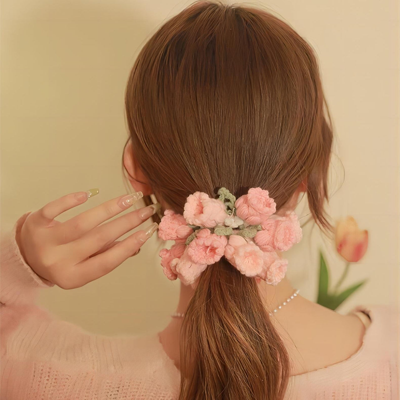 Handmade Crochet Lily Of The Valley Chignon Hair Band - ArtGalleryZen