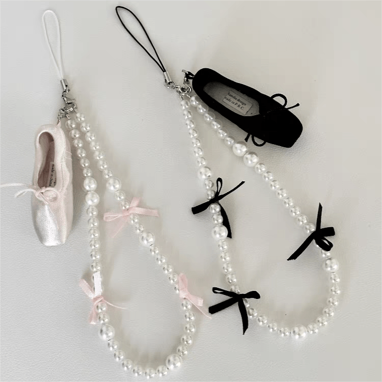 Handmade Crystal Seed Bead Pearl Dance Theatrical Phone Strap - ArtGalleryZen