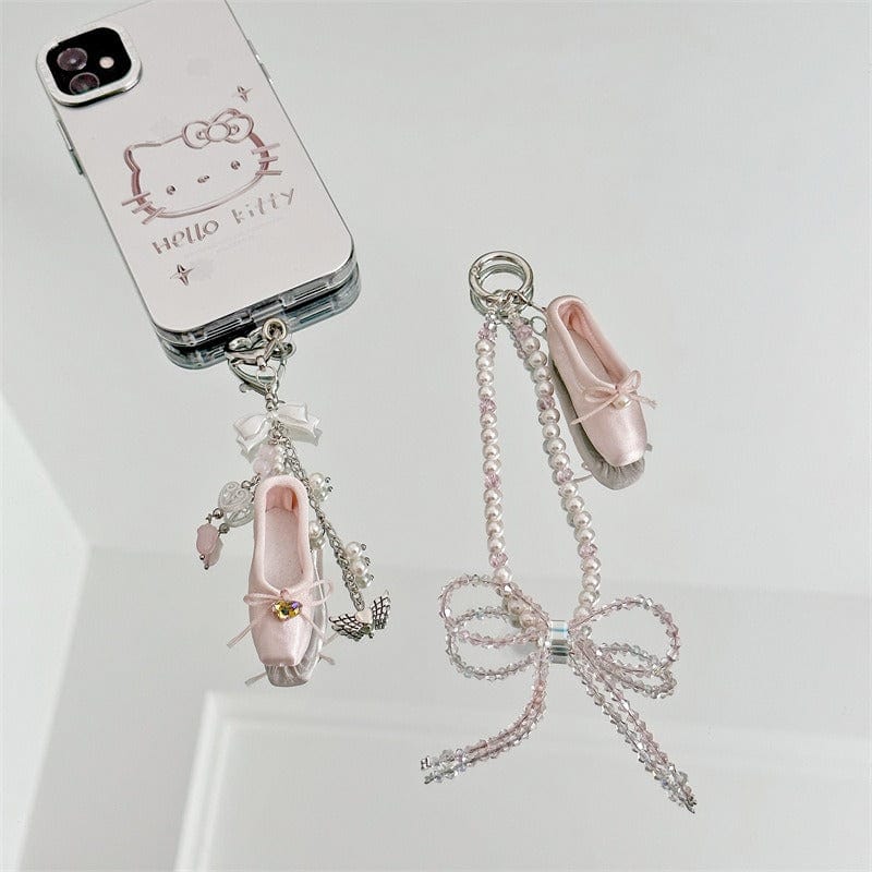 Handmade Crystal Seed Bead Pearl Dance Theatrical Phone Strap - ArtGalleryZen