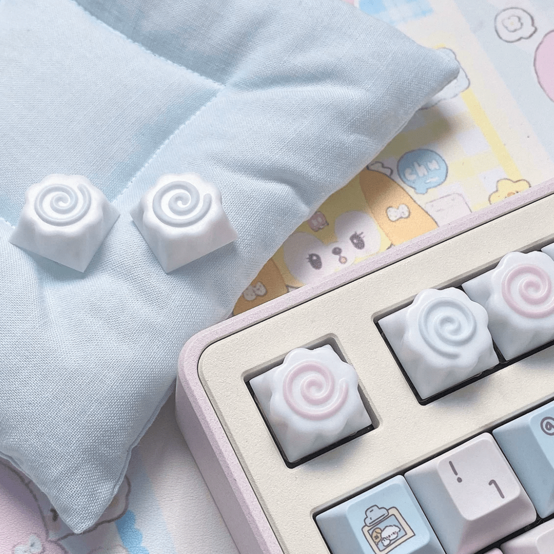 Handmade Cute Narutomaki DIY Keyboard Accessories Resin Keycap - ArtGalleryZen