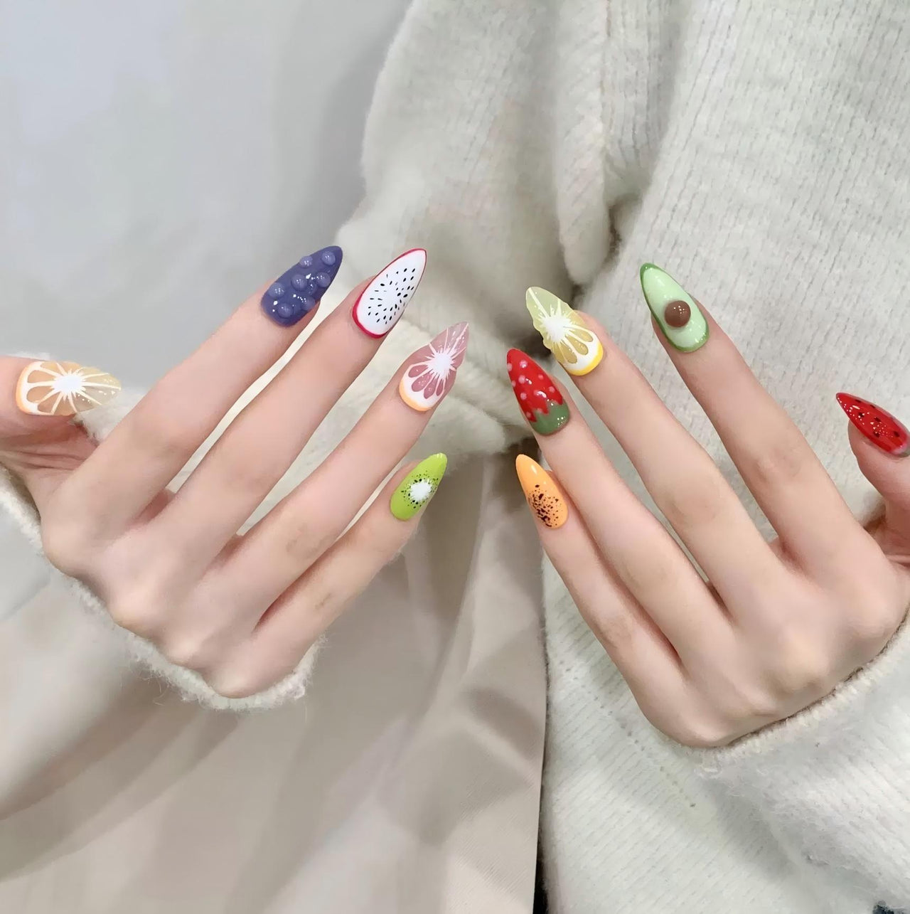 Handmade Fruit Party 3D Press on Nails False Nail - ArtGalleryZen