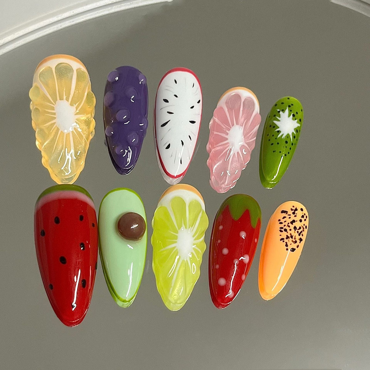 Handmade Fruit Party 3D Press on Nails False Nail - ArtGalleryZen