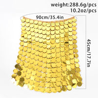 Thumbnail for Handmade Glitter Mirror Sequins Patchwork Strappy Nightclub Split Skirt - ArtGalleryZen