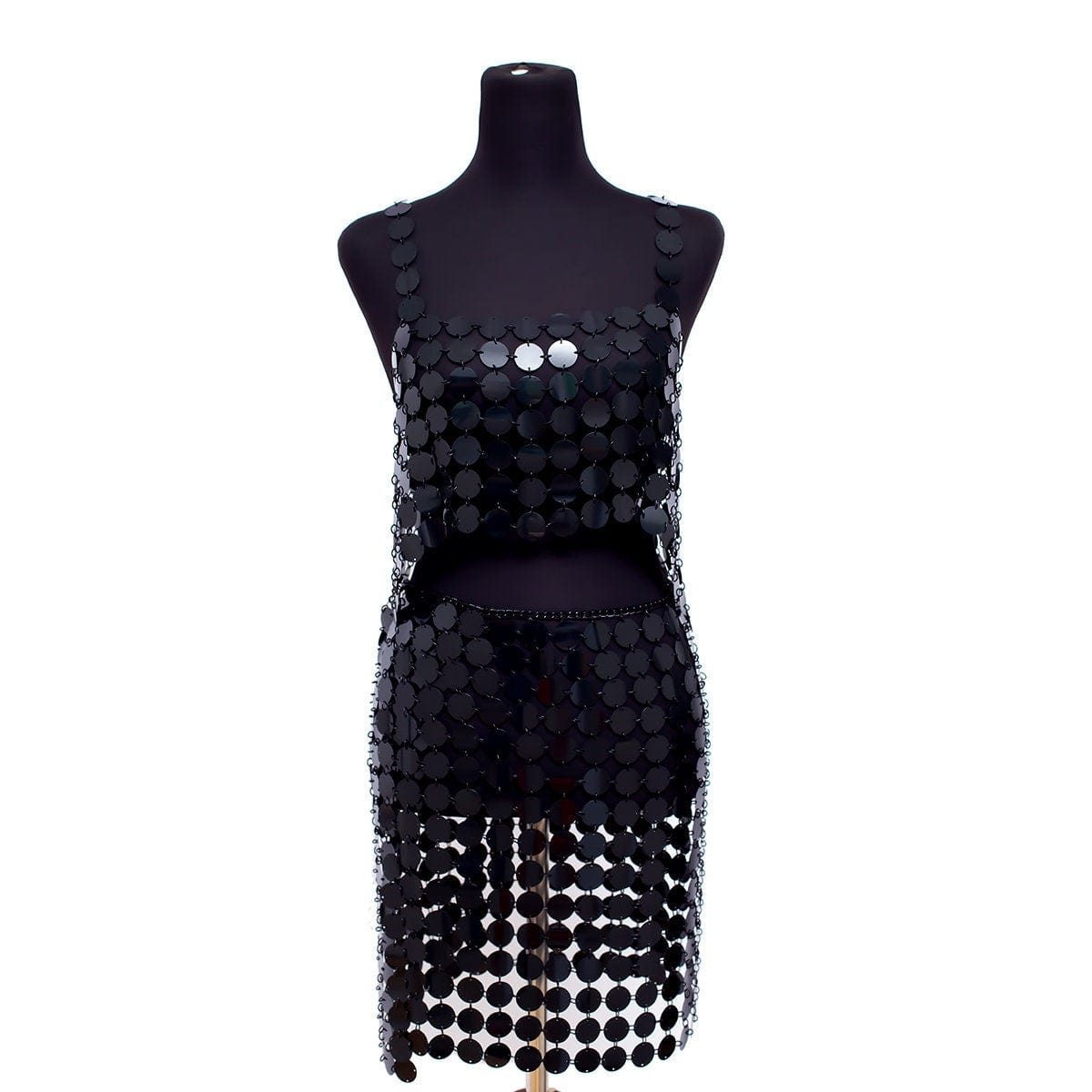 Handmade Glitter Mirror Sequins Patchwork Strappy Nightclub Split Skirt - ArtGalleryZen