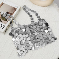 Thumbnail for Handmade Gold Silver Tone Mirror Sequins Party Tank Top - ArtGalleryZen