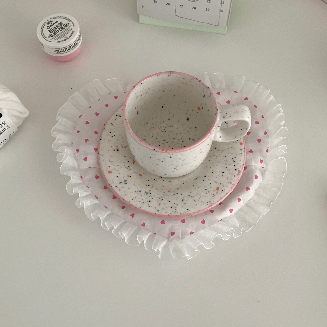 Handmade Heart Lace Fabric Removable Pillow Coaster - ArtGalleryZen