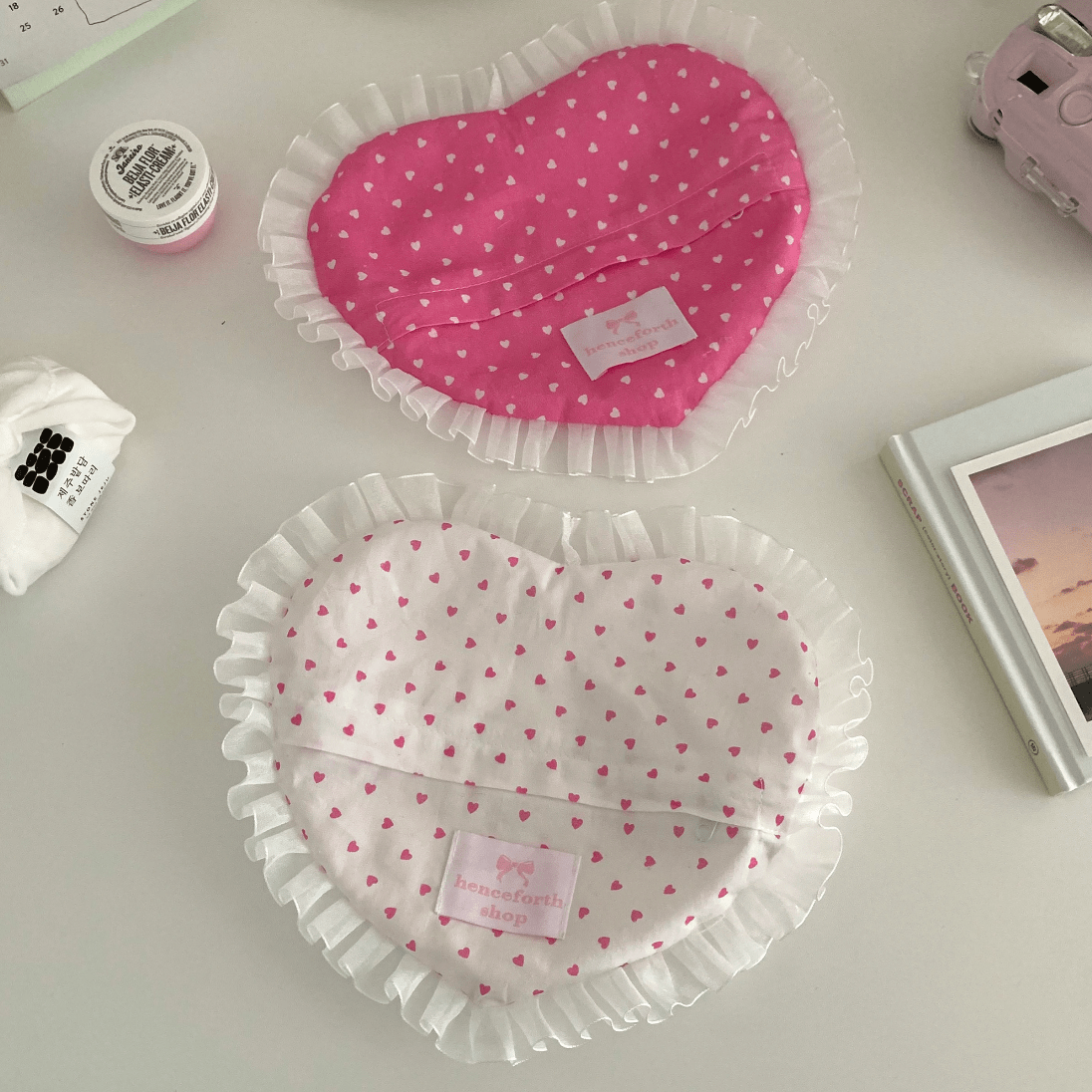 Handmade Heart Lace Fabric Removable Pillow Coaster - ArtGalleryZen