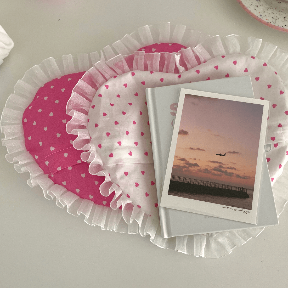 Handmade Heart Lace Fabric Removable Pillow Coaster - ArtGalleryZen