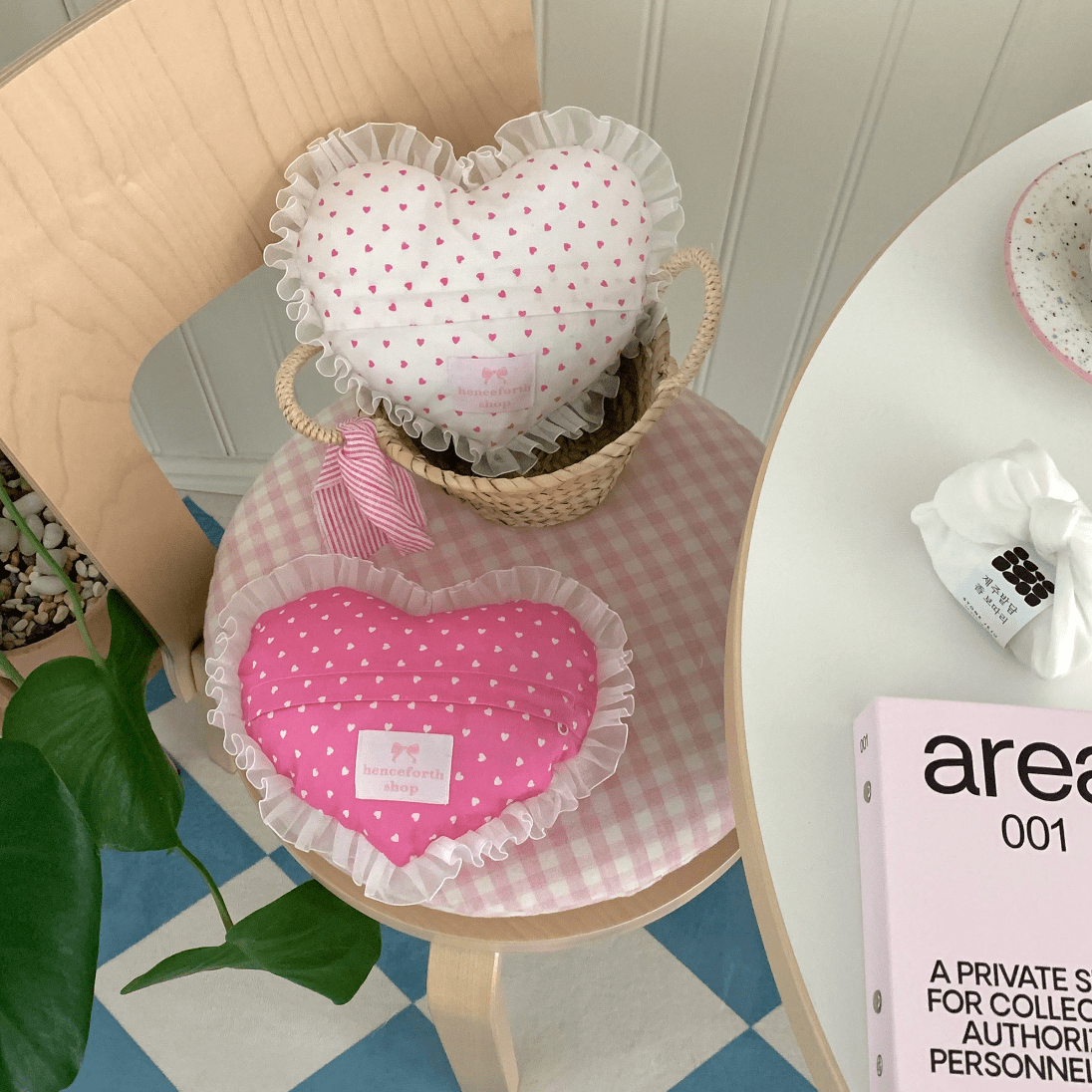 Handmade Heart Lace Fabric Removable Pillow Coaster - ArtGalleryZen