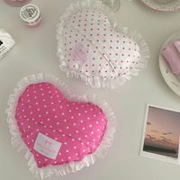 Thumbnail for Handmade Heart Lace Fabric Removable Pillow Coaster - ArtGalleryZen