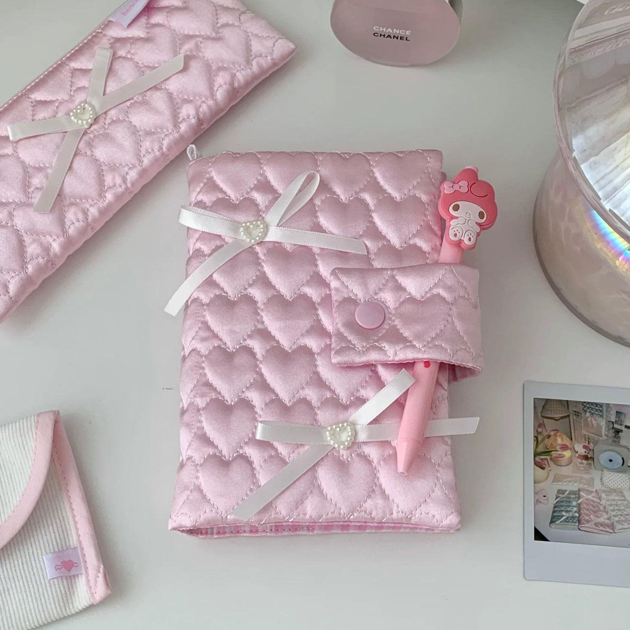 Handmade Heart Satin Bowknot A6 Fabric Book Cover - ArtGalleryZen