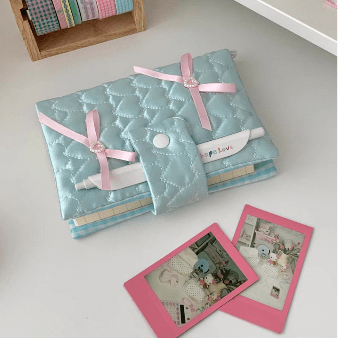 Handmade Heart Satin Bowknot A6 Fabric Book Cover - ArtGalleryZen