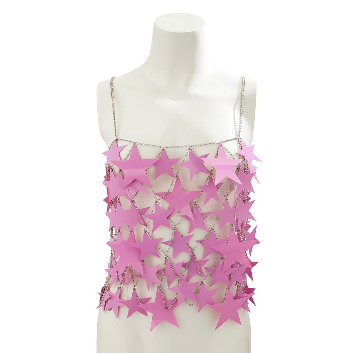 Handmade Hollow Pink Black Star Sequins Sleeveless Tank Top - ArtGalleryZen