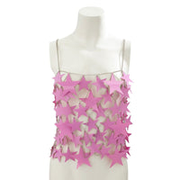 Thumbnail for Handmade Hollow Pink Black Star Sequins Sleeveless Tank Top - ArtGalleryZen