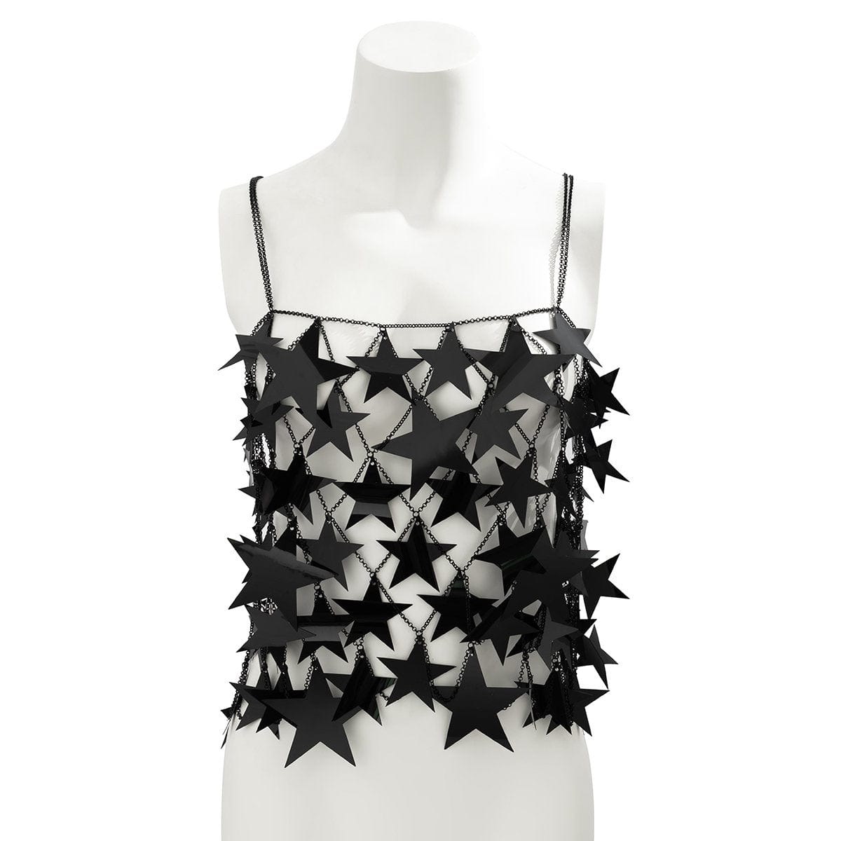 Handmade Hollow Pink Black Star Sequins Sleeveless Tank Top - ArtGalleryZen