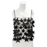 Thumbnail for Handmade Hollow Pink Black Star Sequins Sleeveless Tank Top - ArtGalleryZen