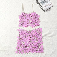 Thumbnail for Handmade Hollow Pink Black Star Sequins Sleeveless Tank Top - ArtGalleryZen