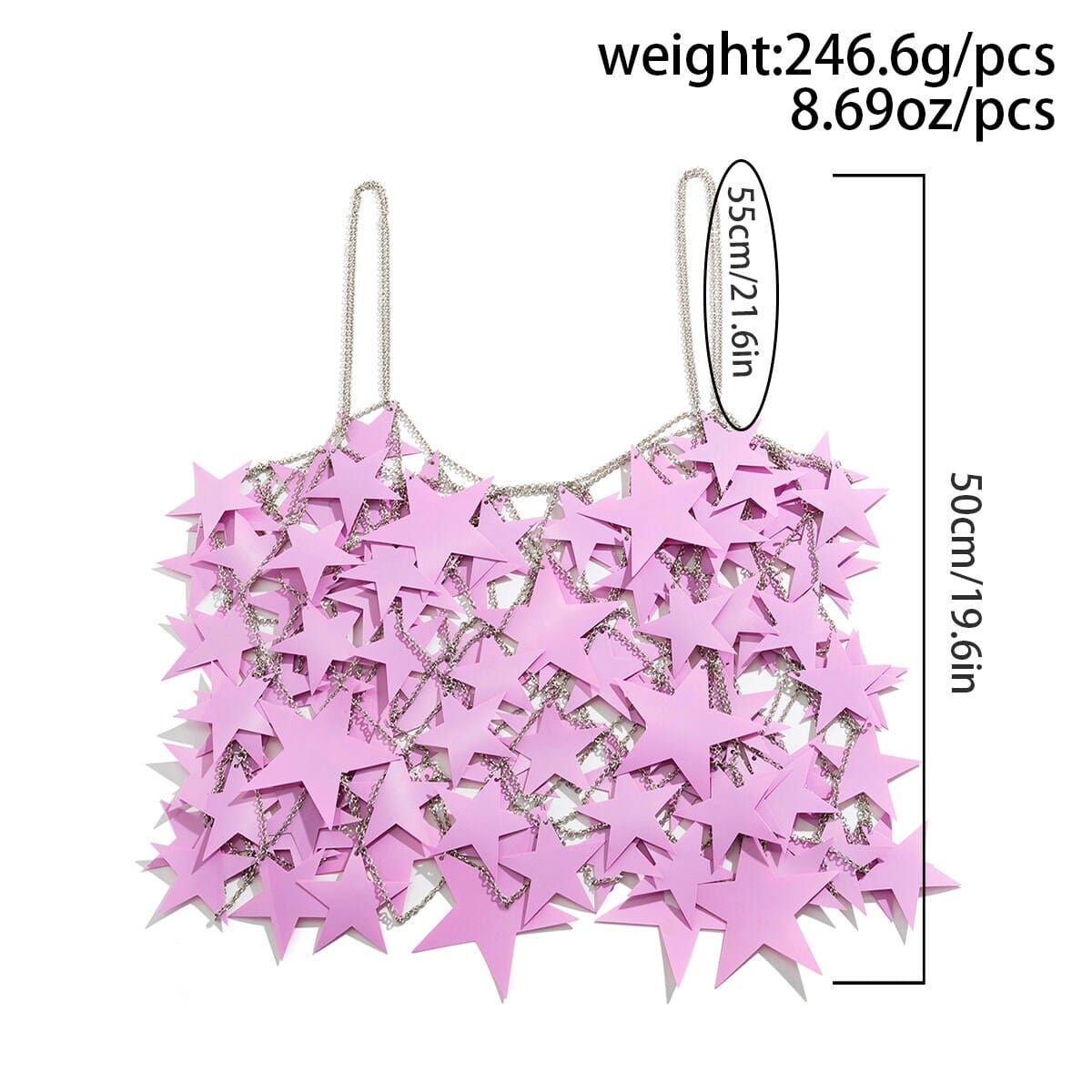 Handmade Hollow Pink Black Star Sequins Sleeveless Tank Top - ArtGalleryZen