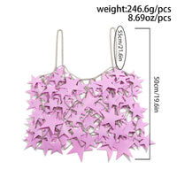 Thumbnail for Handmade Hollow Pink Black Star Sequins Sleeveless Tank Top - ArtGalleryZen