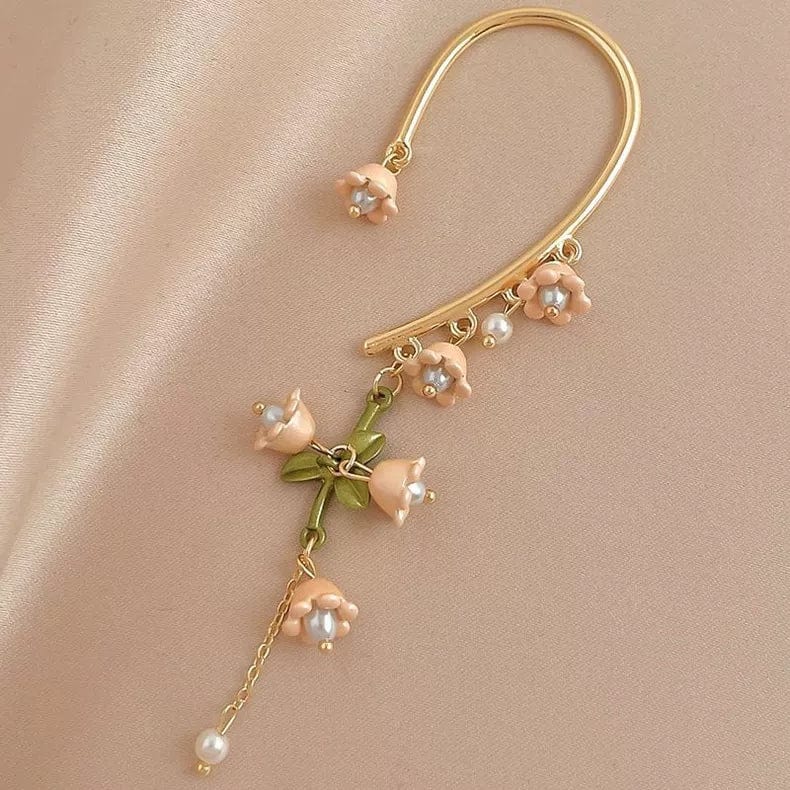 Handmade Lily Of The Valley Dangle Ear Wrap Earrings - ArtGalleryZen