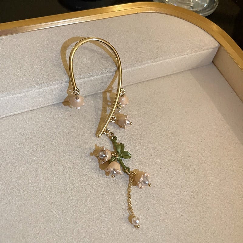 Handmade Lily Of The Valley Dangle Ear Wrap Earrings - ArtGalleryZen