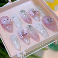 Thumbnail for Handmade My Melody Winter Snowflake 3D Press on Nails False Nail - ArtGalleryZen