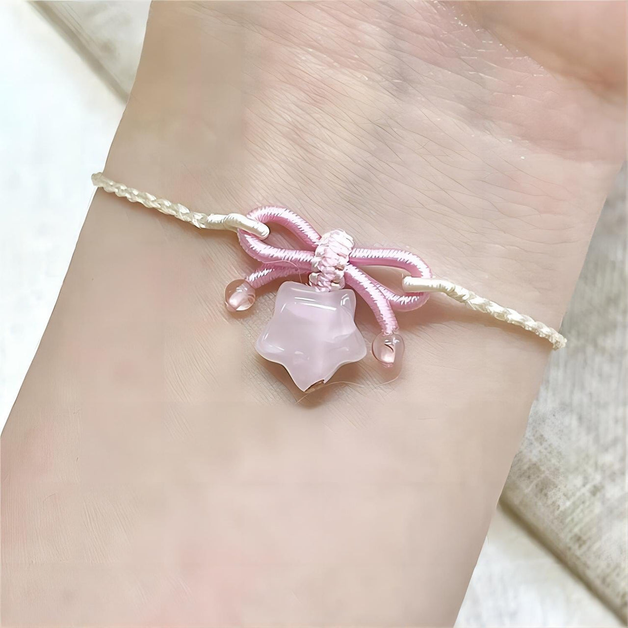Handmade Natural Chalcedony Stone Bowknot Star Bracelet - ArtGalleryZen