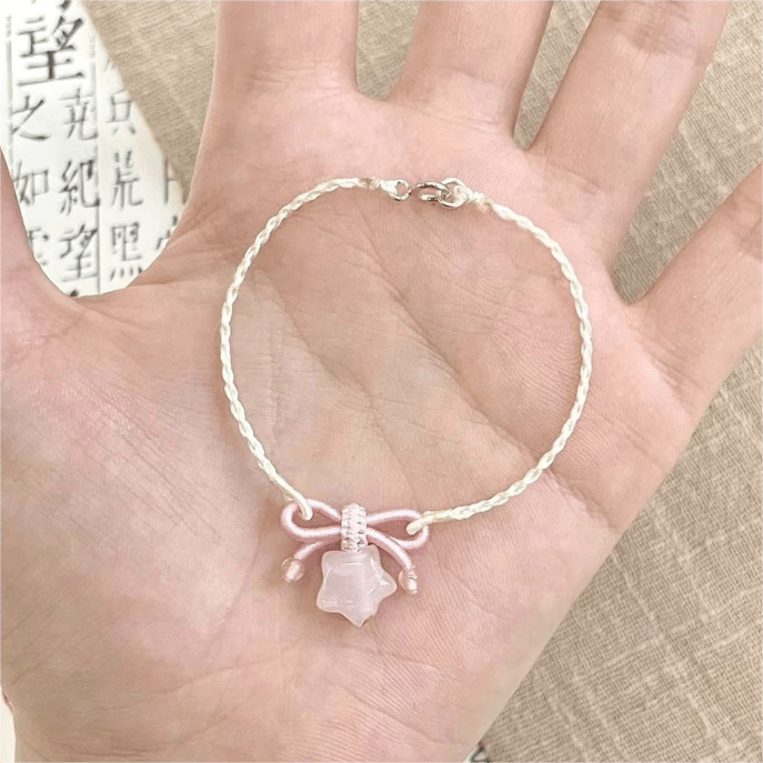 Handmade Natural Chalcedony Stone Bowknot Star Bracelet - ArtGalleryZen