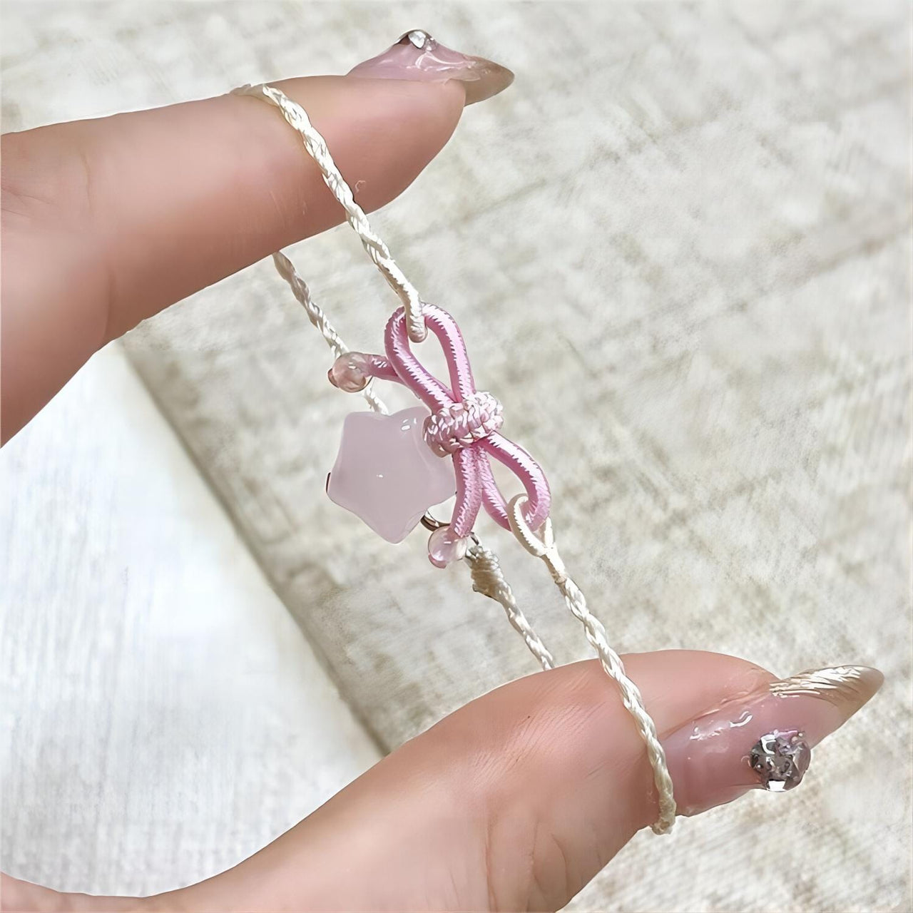 Handmade Natural Chalcedony Stone Bowknot Star Bracelet - ArtGalleryZen