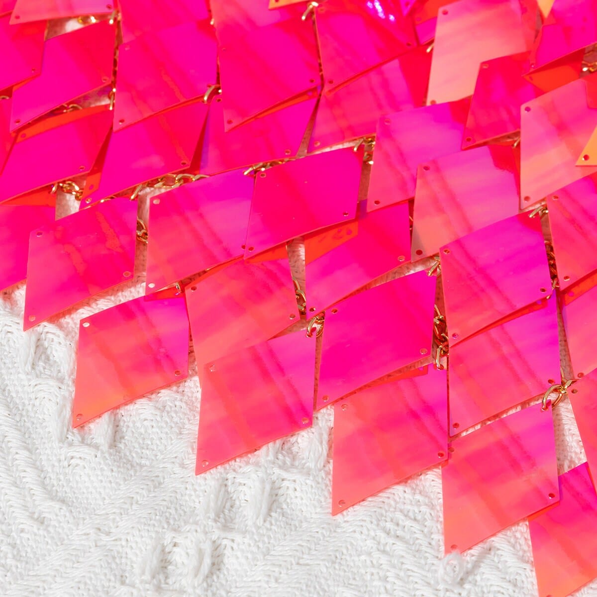 Handmade Orange Rhombic Sequins Patchwork Strappy Nightclub Party Skirt - ArtGalleryZen