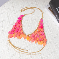 Thumbnail for Handmade Orange Rhombic Squamous Backless Sequin Bra - ArtGalleryZen