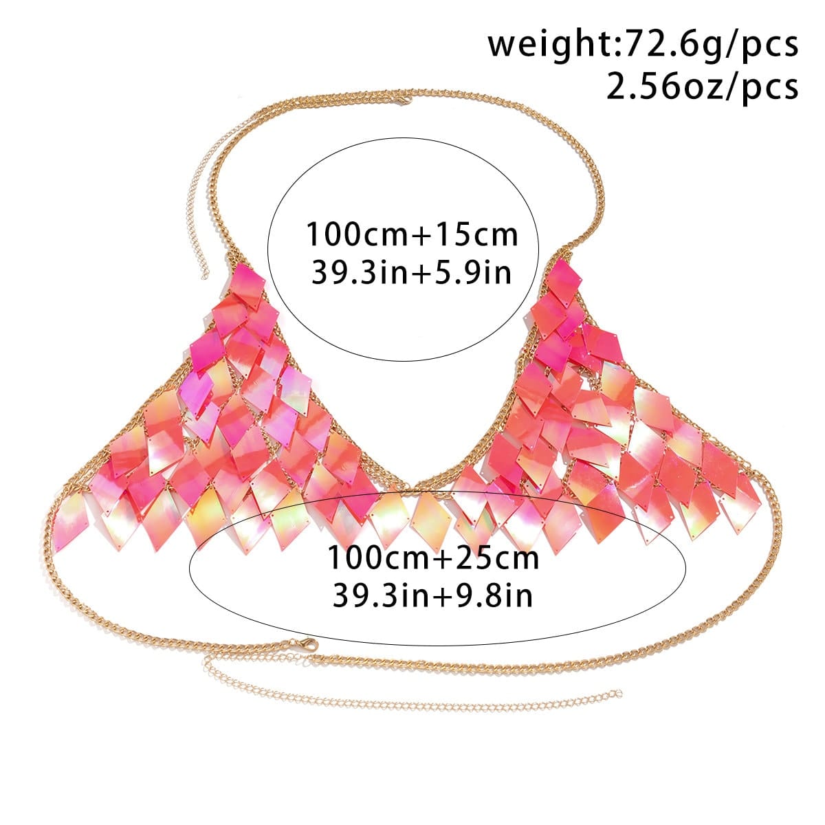 Handmade Orange Rhombic Squamous Backless Sequin Bra - ArtGalleryZen