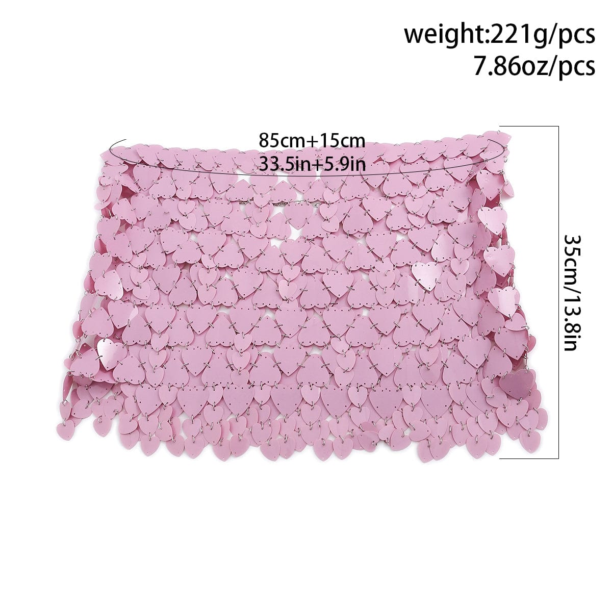 Handmade Pink Heart Sequins Patchwork Strappy Nightclub Party Mini Skirt - ArtGalleryZen