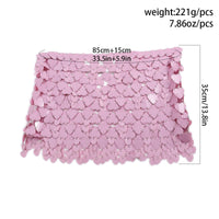 Thumbnail for Handmade Pink Heart Sequins Patchwork Strappy Nightclub Party Mini Skirt