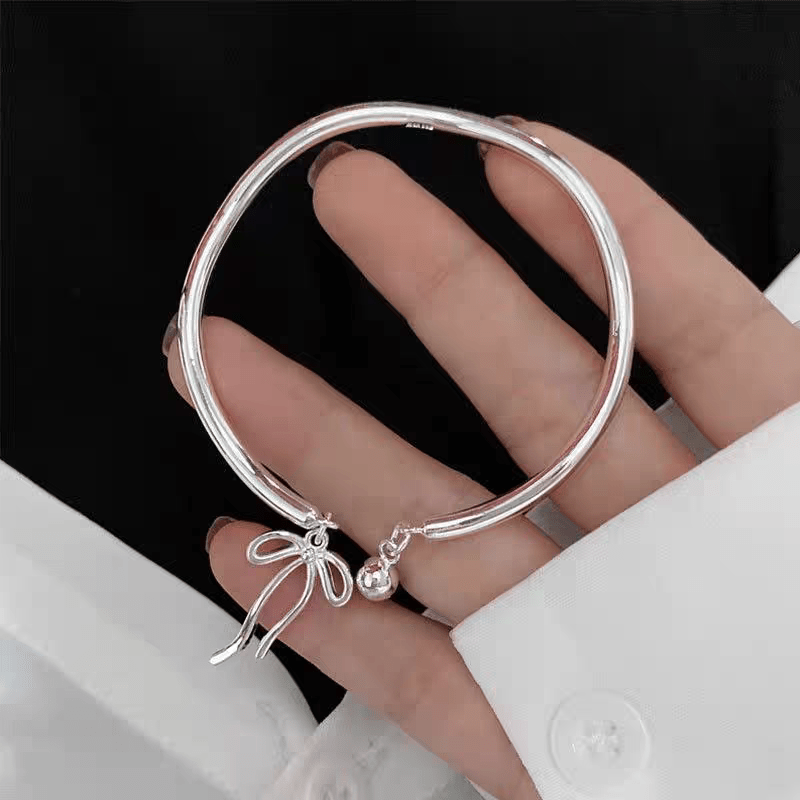 Handmade Silver Ribbon Bangle Bracelet - ArtGalleryZen