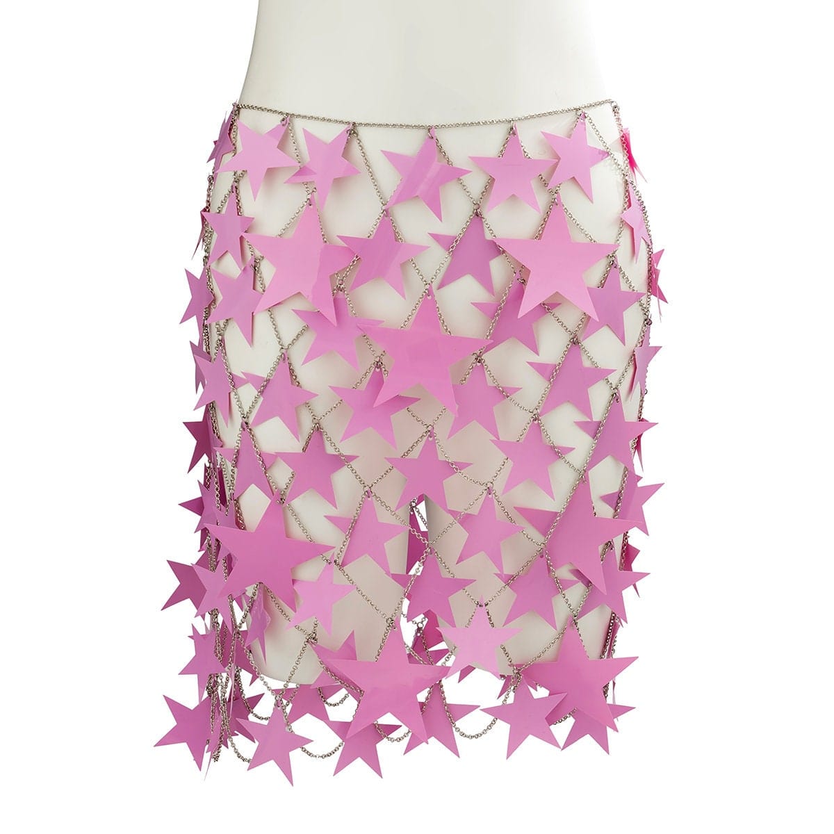 Handmade Squamous Hollow Pink Black Star Sequins Strappy Rave Party Skirt - ArtGalleryZen