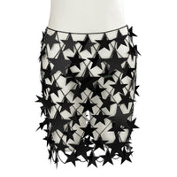 Thumbnail for Handmade Squamous Hollow Pink Black Star Sequins Strappy Rave Party Skirt - ArtGalleryZen
