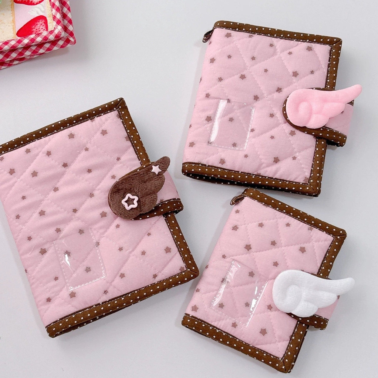 Handmade Star Polka Dot Pink A6 B6 A5 Fabric Book Cover - ArtGalleryZen