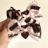 Thumbnail for Handmade Strawberry Chocolate Ribbon Bowknot Hair Clip - ArtGalleryZen
