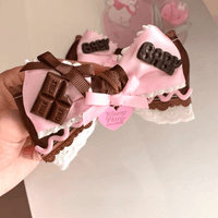 Thumbnail for Handmade Strawberry Chocolate Ribbon Bowknot Hair Clip - ArtGalleryZen