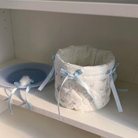 Thumbnail for Handmade Sweet Bowknot Heart Round Fabric Storage Basket - ArtGalleryZen