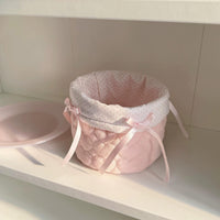 Thumbnail for Handmade Sweet Bowknot Heart Round Fabric Storage Basket - ArtGalleryZen