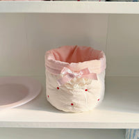 Thumbnail for Handmade Sweet Bowknot Heart Round Fabric Storage Basket - ArtGalleryZen