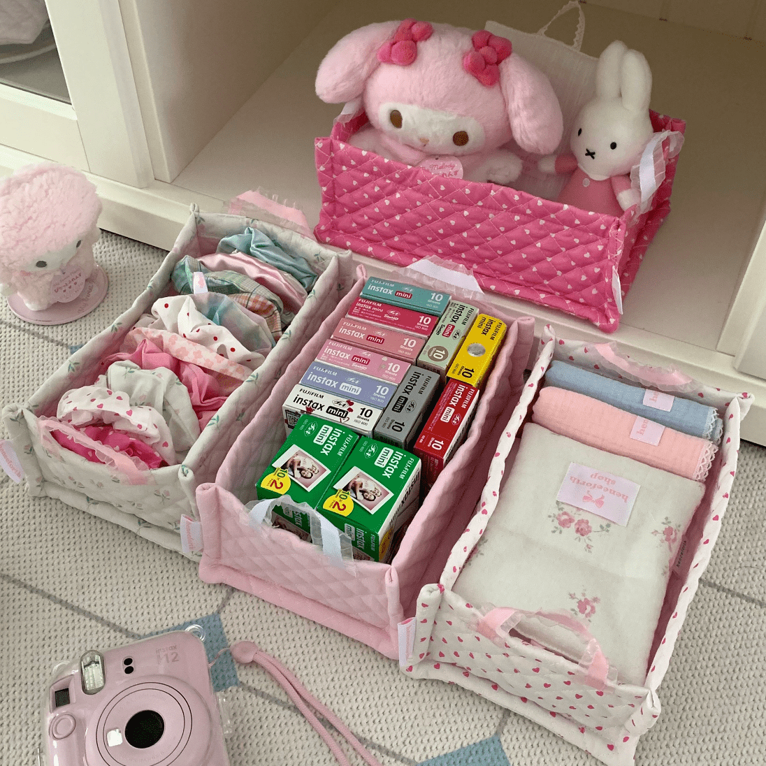 Handmade Sweet Heart Tulip Fabric Storage Basket - ArtGalleryZen